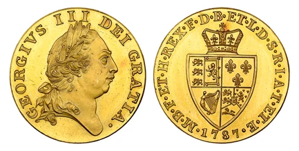 1087956 GREAT BRITAIN. George III. (King, 1760-1820). 1787 AV Pattern Guinea. NGC PR64 Cameo.  By Lewis Pingo. Edge: Plain. 8.61gm. GEORGIVS III DEI GRATIA ·. Laureate head right / F · D · B · ET · L · D · S · R · I · A · T · ET · E · - M · B · F ...