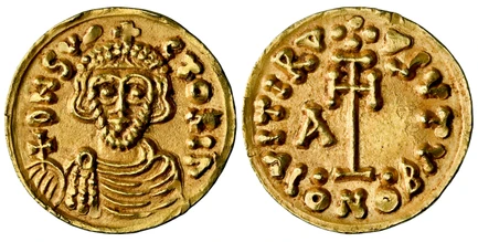 1088099 ITALY. LOMBARDY. Beneventum. Arichis II. (Duke, 758-774). (758-774) ND AV Tremissis. NGC MS62.  Beneventum mint. DNSVI CTORIΛ. Crowned, draped, and bearded bust holding cross with wedges; legend around / VITIR? (four dots cross) ??VTV. Cro...