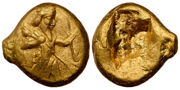 1083931 CENTRAL ASIAN. ACHAEMENID EMPIRE. Struck 5th-4th Centuries BC. AV Daric. NGC AU (About Uncirculated) Strike 4/5 Surface 4/5.  8.30gm. Persian king or hero, wearing kidaris and kandys, quiver over shoulder, in kneeling-running stance right,...