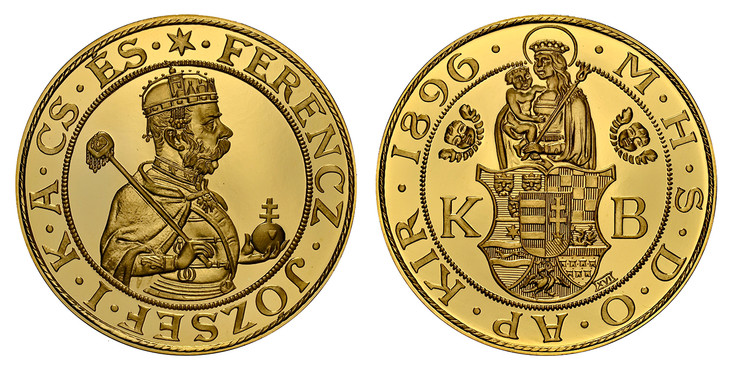 1080598 AUSTRIA. Franz Joseph I. "1896" (2012)-KB AV Restrike 9 Ducats. NGC PR69UCAM (Ultra Cameo).  Edge: BP (o) 968. 30.77gm. • FERENCZ • JÓZSEF • I • K • A • CS • ÉS •. Crowned bust of Franz Joseph I right with scepter and globus cruciger / • M...