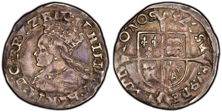 1084462 GREAT BRITAIN. England. Philip and Mary. (King and Queen, 1554-1558). (1554-58) ND-(lis) AR Groat (Fourpence). PCGS VF30.  London mint. •PHILIP • Z • MARIA • D: G • REX Z •. Crowned bust of Mary, left / POSVIMVS DE... Square-topped shield ...