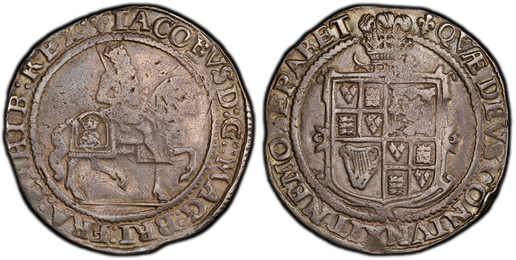 1084473 GREAT BRITAIN. England. James I. (King, 1603-25). (1623-24)-(Lis) AR Halfcrown. PCGS VF30.  London Mint. King on horseback, right; plain ground line / Quartered shield of arms, plume above. SCBC-2667; North 2123.

Please use this link to v...