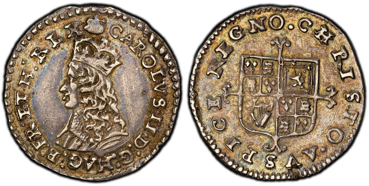 1084483 GREAT BRITAIN. England. Charles II. (King, 1660-1665). (1660-62)-(Crown) AR Twopence, Halfgroat. PCGS AU55.  London Mint. Crowned bust of Charles II left / Shield of arms on long cross. KM 399; SCBC-3310; ESC-275.

Hammered Coinage. First ...