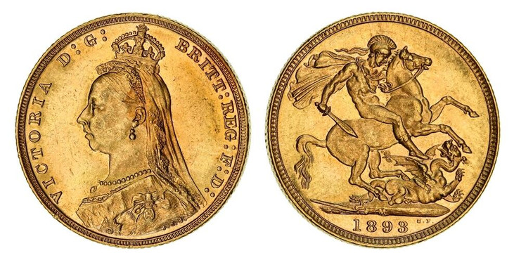 1084784 AUSTRALIA. Victoria. 1893-M AV Sovereign. NGC MS63.  Melbourne. 21mm. 7.976gm. Jubilee bust, left; normal J.E.B. on truncation / St. George slaying the dragon. KM 13; SCBC-3867C; Marsh 137; DISH M18.

Please use this link to verify the NGC...