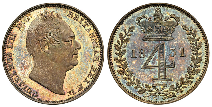 1084758 GREAT BRITAIN. William IV. (King, 1830-1837). 1831 AR Maundy Fourpence, Groat. NGC PR65+ Cameo.  1.887gm. GULIELMUS IIII D:G: BRITANNIAR REX F:D:. Laureate head right / Crowned denomination divides date within wreath. KM 711; SCBC-3841; Ro...