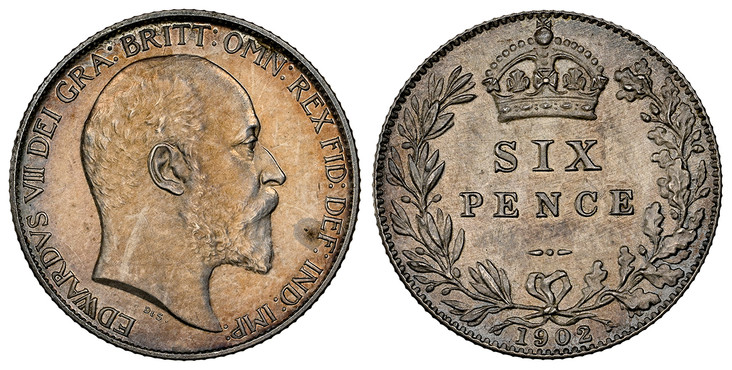 1086708 GREAT BRITAIN. Edward VII. (King, 1901-1910). 1902 AR Sixpence. NGC PR62 Matte.  Head right / Crowned denomination within oak wreath, date below. KM 799; SCBC-3983.

Please use this link to verify the NGC certification number <a href="http...