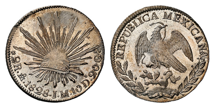 1085933 MEXICO. 1828-Mo JM AR 2 Reales. NGC MS64.  Mexico City. REPUBLICA MEXICANA. Facing eagle, snake in beak / Radiant cap. KM 374.1.

Please use this link to verify the NGC certification number <a href="https://www.ngccoin.com/certlookup/85862...