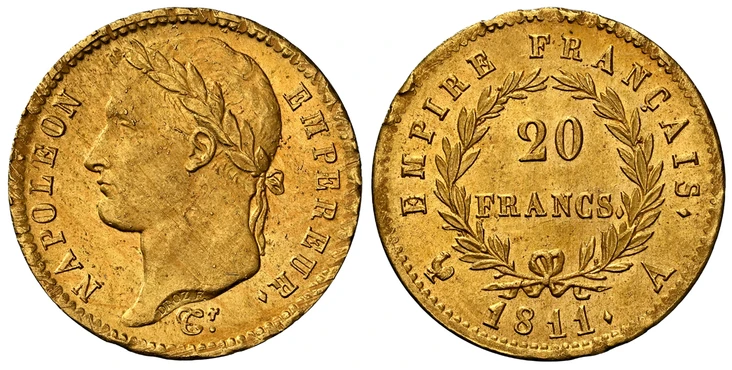 1084848 FRANCE. First Empire, Napoleon Bonaparte. (Emperor, 1804-1814, 1815). 1811-A AV 20 Francs. NGC MS65.  Paris. 21mm. NAPOLEON EMPEREUR. Laureate head left / EMPIRE FRANCAIS. Denomination within wreath. KM 695.1; Fr.-516; Gad.-1025.

Please u...