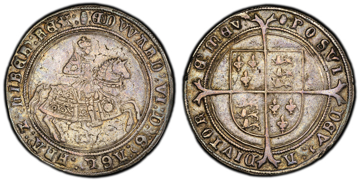 1086229 GREAT BRITAIN. England. Edward VI. (King, 1547-1553). 1553-(Tun) AR Crown. PCGS XF40.  Tower mint, London. King on horseback with date below horse / Shield on cross. SCBC-2478; Dav.-8245.

Rare last date of issue.

Please use this link to ...