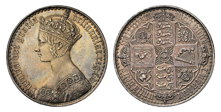 1086573 GREAT BRITAIN. Victoria. (Queen, 1837-1901). 1847 Silver Gothic Crown. NGC PR58.  Royal Mint. Edge: UNDECIMO. VICTORIA DEI GRATIA BRITANNIAR. REG: F:D. Crowned bust left / TUEATUR UNITA DEUS, ANNO DOM MDCCCXLVII. Crowned shields of England...