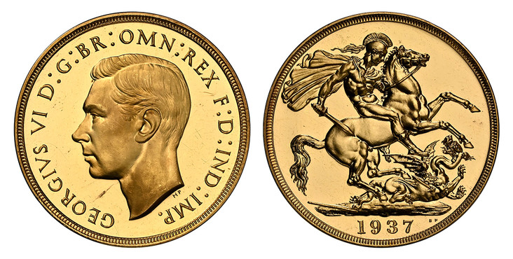 1083752 GREAT BRITAIN. George VI. (King, 1936-1952). 1937 AV Two Pounds. NGC PR64 Cameo.  Head left / St. George slaying the dragon. KM 860; SCBC-4075; Fr.-410.

Please use this link to verify the NGC certification number <a href="https://www.ngcc...