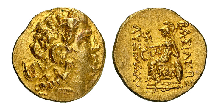 1084798 GREEK. PONTIC KINGDOM. Callatis. Mithradates VI. (King, 120-63 BC). Struck 88-86 BC. AV Stater. NGC MS (Mint State) Strike 4/5 Surface 4/5.  Callatis mint. 19mm. 8.29gm. Head of the deified Alexander the Great right wearing diadem and horn...