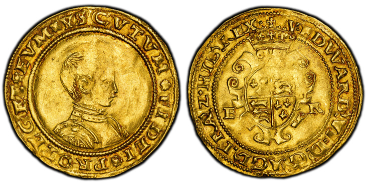 1087222 GREAT BRITAIN. England. Edward VI. (King, 1547-1553). (1549) ND-(Y) AV Half-Sovereign. PCGS AU58.  London (Tower) mint. 5.45gm. Cuirassed bare head bust, right / Crowned shield of arms divides E – R to either side. SCBC-2435; North 1908.

...
