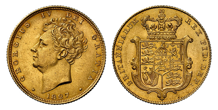 1086863 GREAT BRITAIN. George IV. (King, 1820-1830). 1827 AV Sovereign. NGC MS61.  GEORGIUS IV DEI GRATIA. Head left / BRITANNIARUM REX FID: DEF:. Crowned arms within cartouche. KM 696; SCBC-3801; Friedberg 377.

Please use this link to verify the...