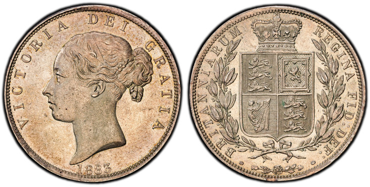 1086019 GREAT BRITAIN. Victoria. (Queen, 1837-1901). 1883 AR Halfcrown. PCGS Genuine - AU Details Cleaned.  Edge: Reeded. VICTORIA DEI GRATIA. Second young head left / BRITANNIARUM REGINA FIE: DEF:. Crowned arms within branches. KM 756; SCBC-3889;...