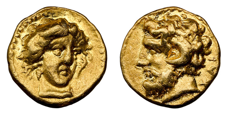 1087875 GREEK. CYRENAICA (KYRENAICA). Cyrene (Kyrene). Ophellas. (Ptolemaic governor, first reign, circa 322-313 BC). Struck circa 331-313 BC [or circa 308-277 BC]. AV Obol or 1/10 Stater. NGC XF✭ (Extremely Fine ✭) Strike 5/5 Surface 4/5.  8mm. 0...