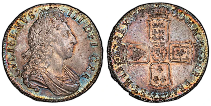 1088081 GREAT BRITAIN. England. William III. (King, 1694-1702). 1700 AR Crown. PCGS MS64.  Edge: DVODECIMO. Bust right / Third harp in left shield. KM 494.3; SCBC-3474; ESC-1010 (Prev. ESC-97).

Please use this link to verify the PCGS certificatio...
