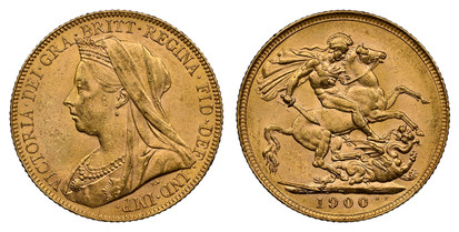 1077570 GREAT BRITAIN. Victoria. (Queen, 1837-1901). 1900 AV Sovereign. NGC MS63.  VICTORIA · DEI · GRA · BRITT · REGINA · FID · DEF · IND · IMP ·. Mature draped bust left / St. George slaying the dragon. KM 785; SCBC-3874; Fr.-396.

Please use th...