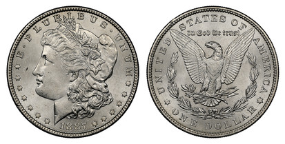 1068581 UNITED STATES OF AMERICA. 1887 AR Morgan Dollar. NGC MS64.  By George T. Morgan. U.S. Mint, Philadelphia. E.PLURIBUS.UNUM. Laureate head left, date below flanked by stars / UNITED STATES OF AMERICA. Eagle within 1/2 wreath. KM 110.

Please...