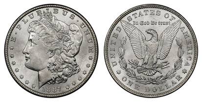 1068583 UNITED STATES OF AMERICA. 1887 AR Morgan Dollar. NGC MS64.  By George T. Morgan. U.S. Mint, Philadelphia. E.PLURIBUS.UNUM. Laureate head left, date below flanked by stars / UNITED STATES OF AMERICA. Eagle within 1/2 wreath. KM 110.

Please...