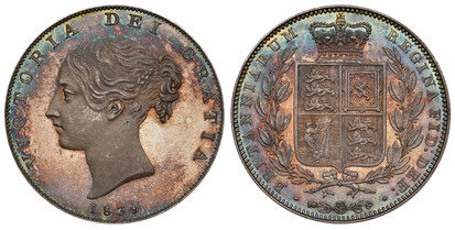 1078469 GREAT BRITAIN. Victoria. (Queen, 1837-1901). 1839 AR Halfcrown. NGC PR65 Cameo.  By William Wyon. VICTORIA DEI GRATIA. Head left; raised W.W. on truncation / BRITANNIARUM REGINA FID: DEF:. Crowned arms within branches. KM 740. Proof. Plain...