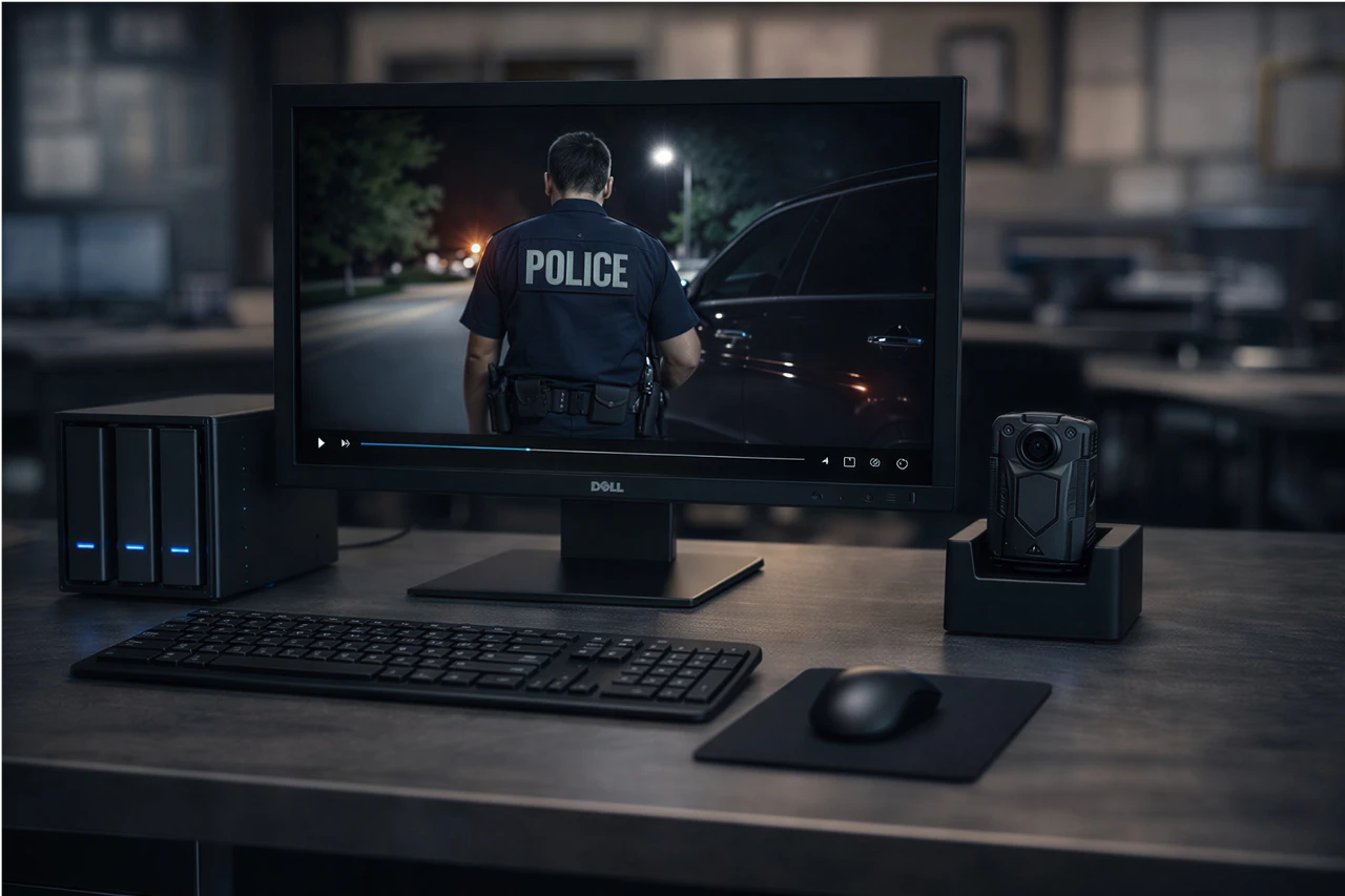 6 officer police body camera package with on-premises evidence storage