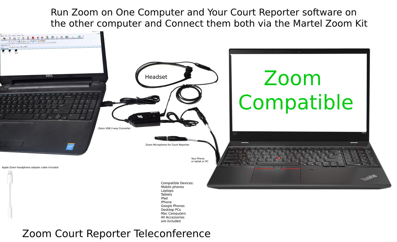 Zoom Court Reporter Teleconference and Recording Kit - Compatible with all  CAT programs