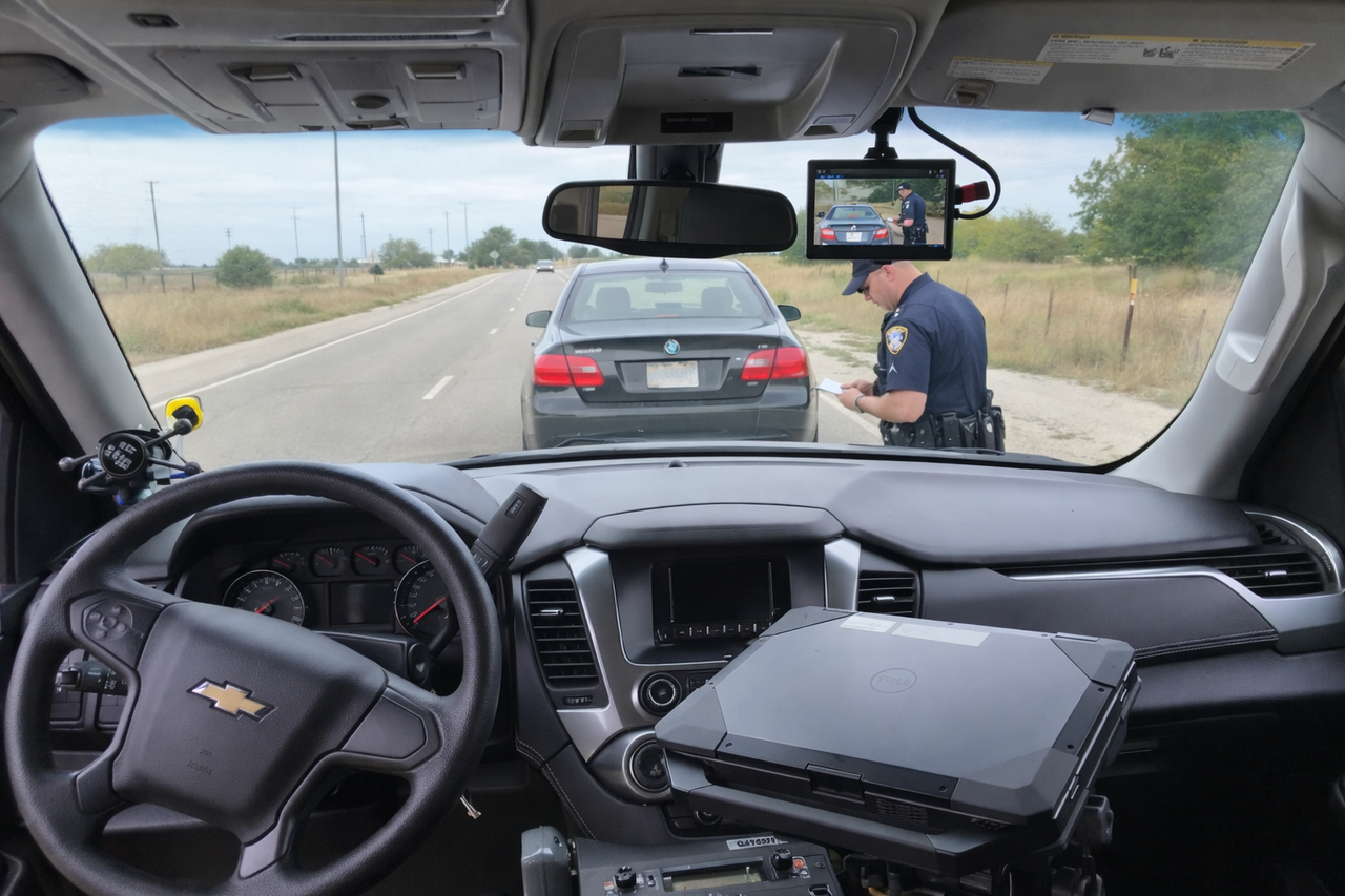DC7 police in-car camera system installed in patrol vehicle