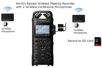 Wireless Meeting Recorder with 2 Wireless Microphones for recording conferences or events