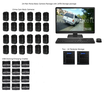 24 Officer Police Body Camera Package with 24 Terabyte Storage package On-Premises