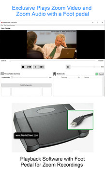 Zoom Video Transcription software with USB foot pedal