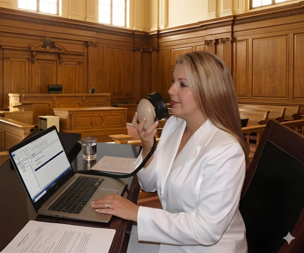 Court Reporter using Stenomask voice writer 