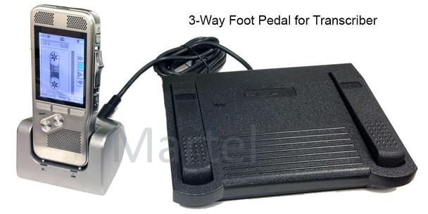 Court Reporter recorder with 3 way foot pedal for transcribing 