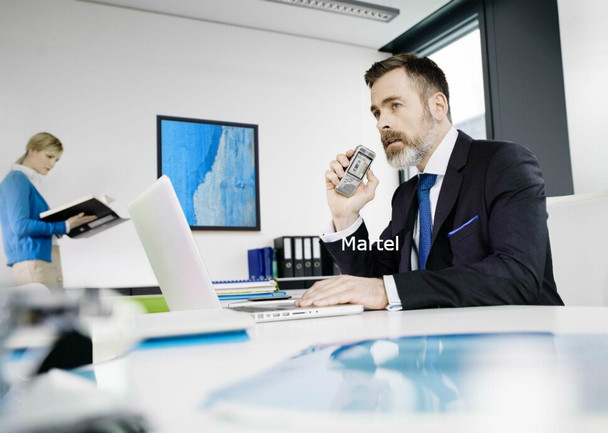 Lawyer using the dictation machine from Martel 