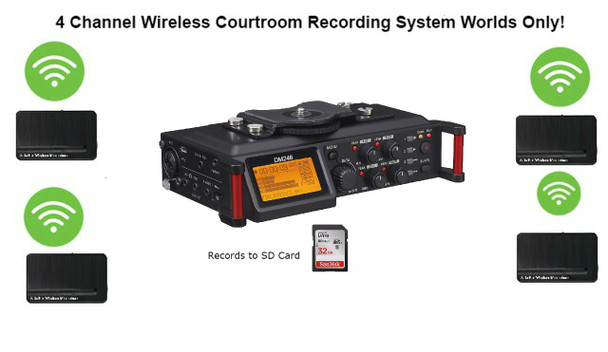 Wireless 4-Channel Conference Recording/Transcription System Court room wireless microphone equipment Exclusive 