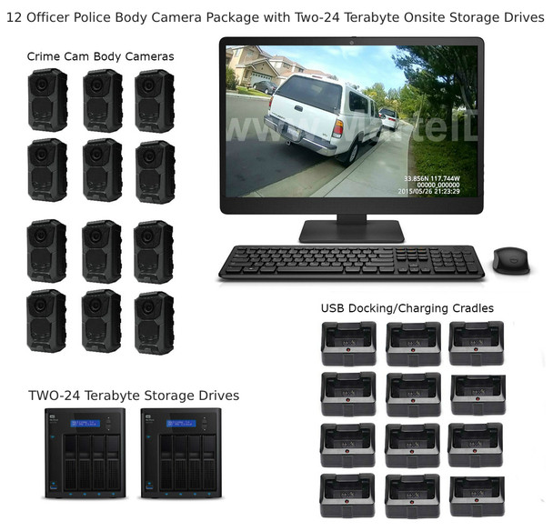12 Officer Police Body Camera Package with TWO - 24 Terabyte Storage package On-Premises workstation 