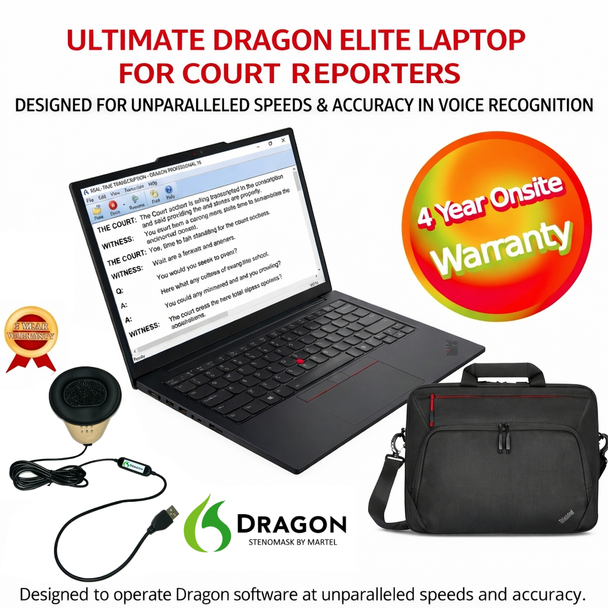 DRAGON ELITE COURT REPORTER LAPTOP 64 GIGABYTE 