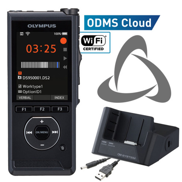 Olympus DS-9500 Professional Dictation Wi-Fi Recorder, Slide Switch function with 12 Month Subscription License to ODMS Cloud