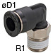 6MM X M5×0.8 Tube Fitting, Mini Type - PL6-M5M