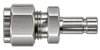 DRE stainless steel compression fitting — representative colored series image; dimensions vary by model.