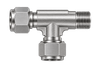 DTK stainless steel compression fitting — representative colored series image; dimensions vary by model.