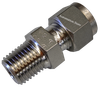 DCT stainless steel male connector - representative product photo; dimensions and thread details vary by model.