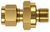 DCO brass compression fitting — representative colored series image; dimensions vary by model.