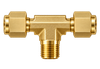 DTN brass compression fitting — representative colored series image; dimensions vary by model.
