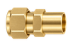 DCW brass compression fitting — representative colored series image; dimensions vary by model.