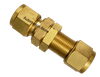 DSU brass bulkhead union - representative product photo; dimensions and thread details vary by model.