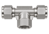 DTH stainless steel compression fitting — representative colored series image; dimensions vary by model.