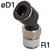 3mmM5×0.8 Tube Fitting, Mini Type - PLH3-M5M