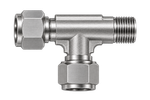 DTK stainless steel compression fitting — representative colored series image; dimensions vary by model.