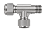 DTK stainless steel compression fitting — representative colored series image; dimensions vary by model.